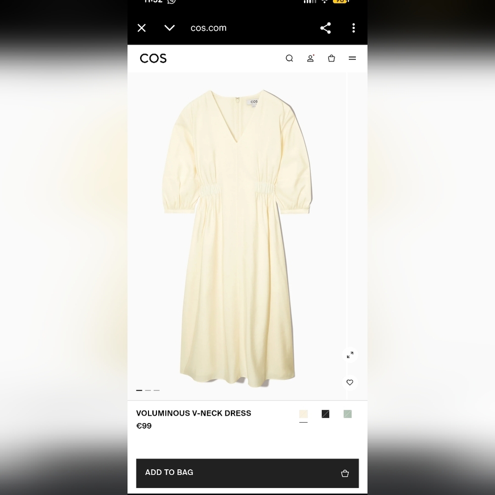 NWT. COS Voluminous V Neck Dress Sz 14
